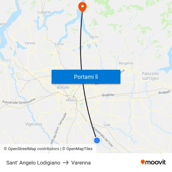 Sant' Angelo Lodigiano to Varenna map