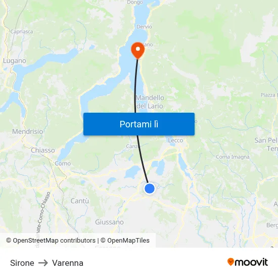 Sirone to Varenna map