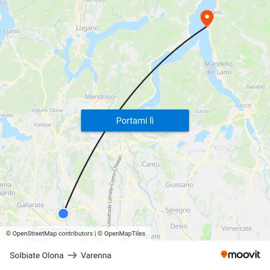 Solbiate Olona to Varenna map