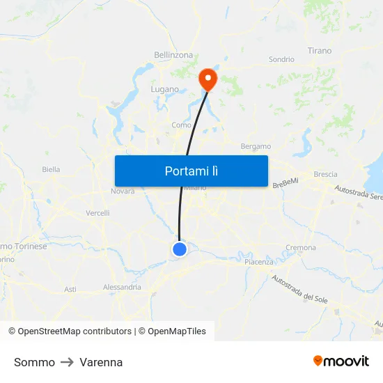 Sommo to Varenna map