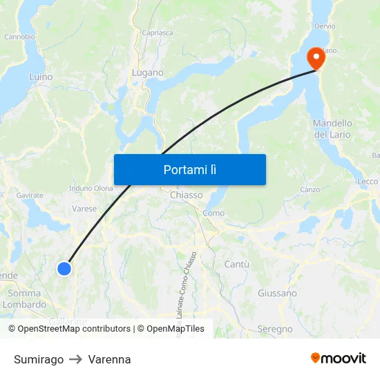 Sumirago to Varenna map