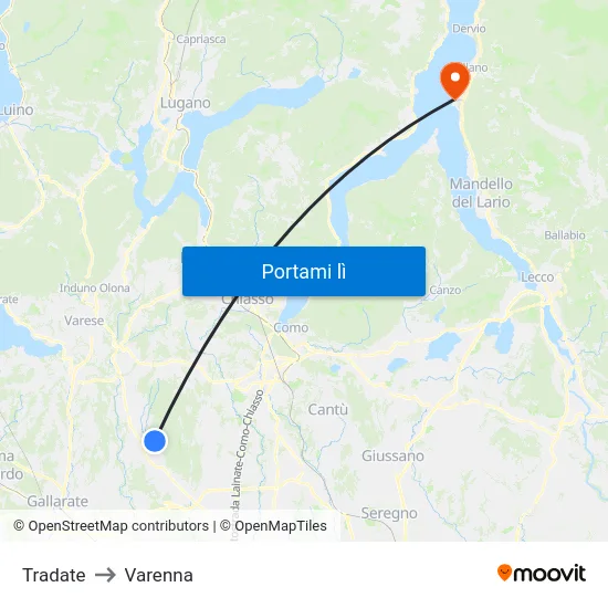 Tradate to Varenna map