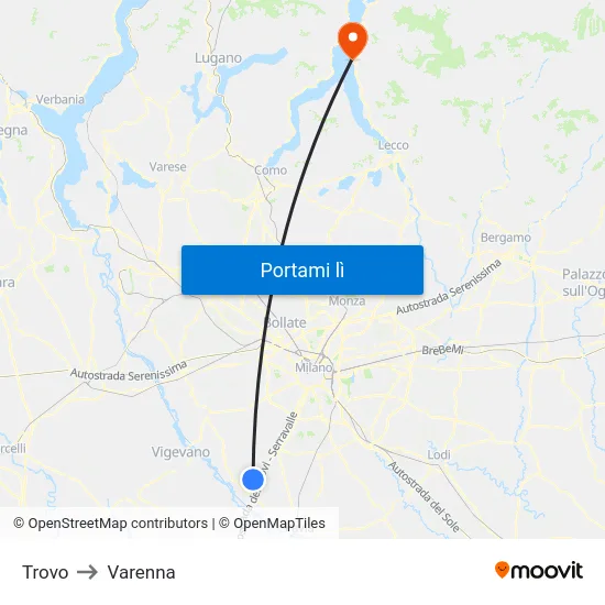 Trovo to Varenna map