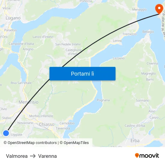Valmorea to Varenna map