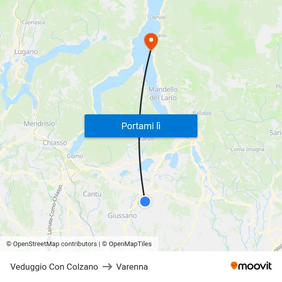 Veduggio Con Colzano to Varenna map