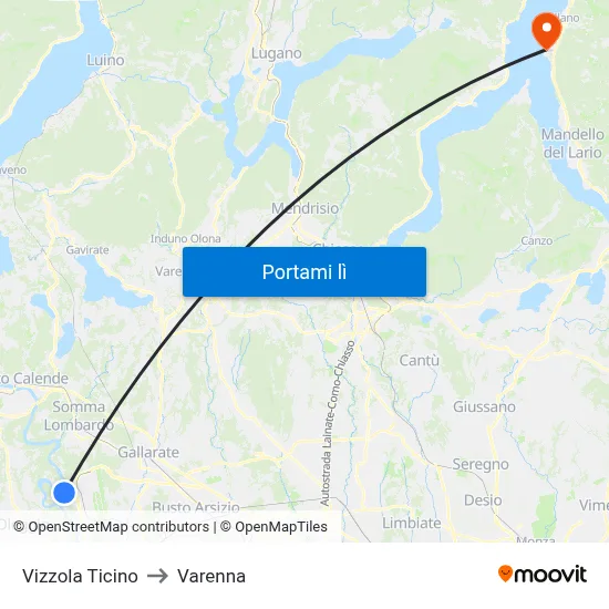 Vizzola Ticino to Varenna map