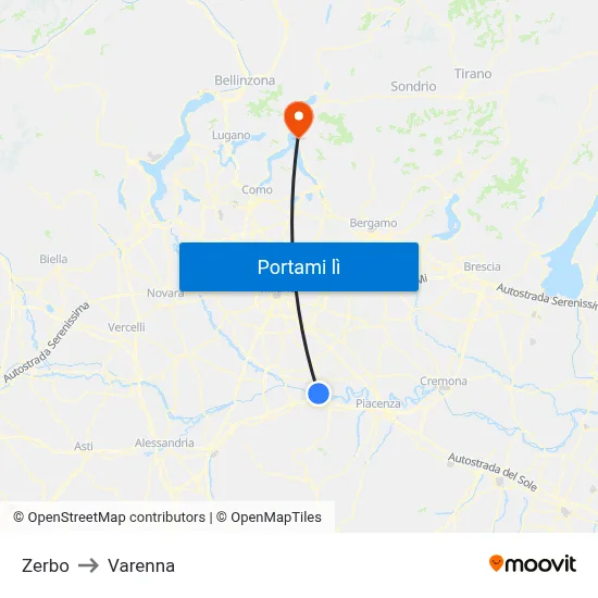 Zerbo to Varenna map