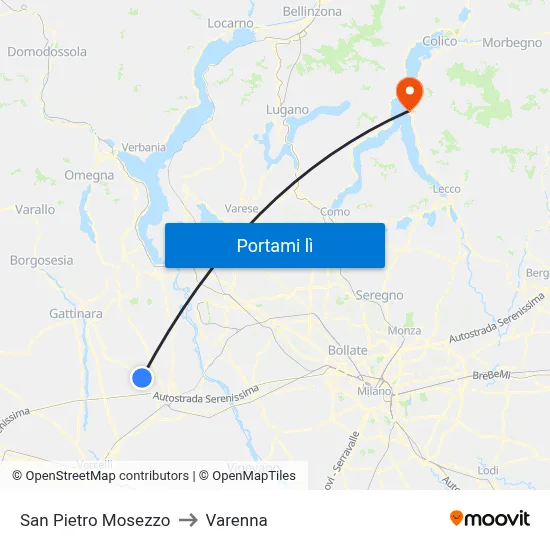 San Pietro Mosezzo to Varenna map