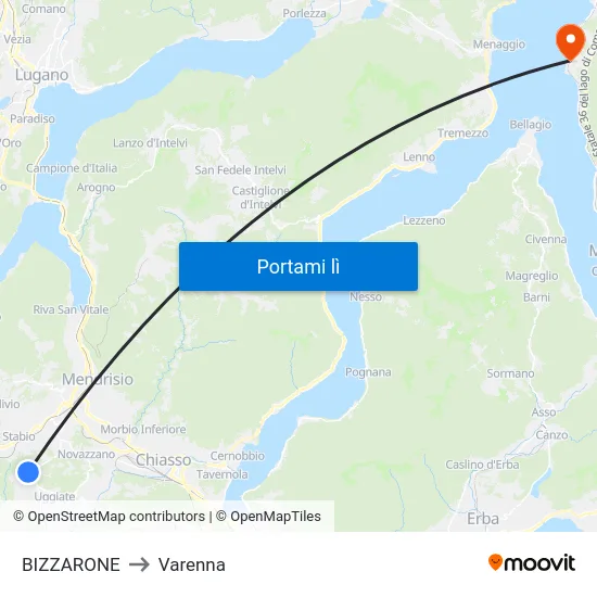BIZZARONE to Varenna map