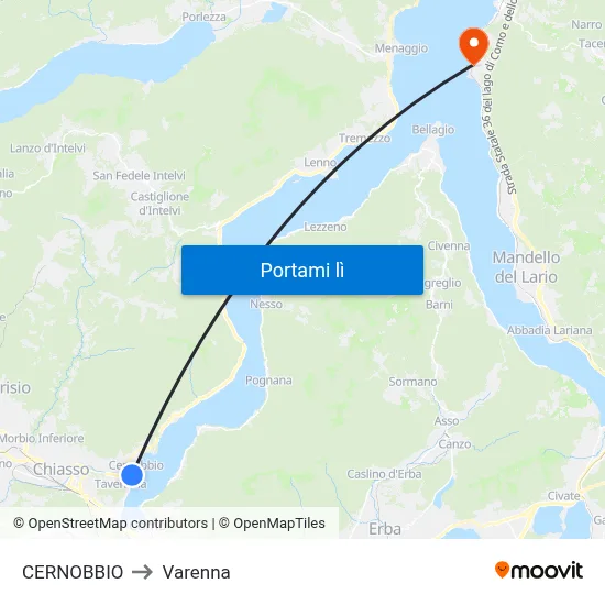 CERNOBBIO to Varenna map