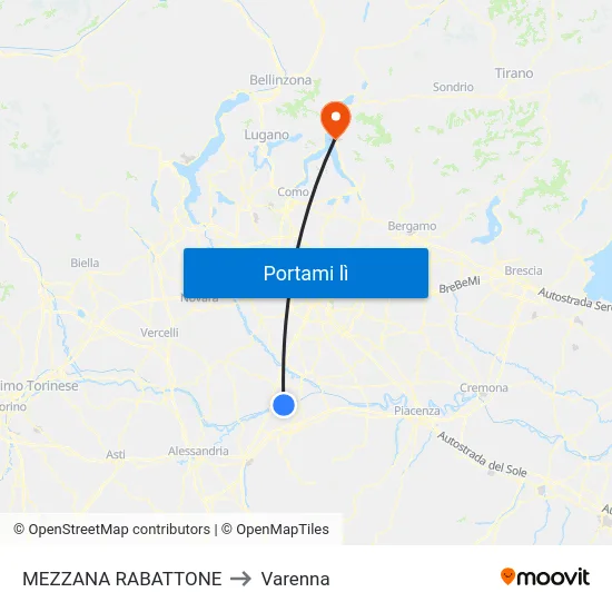 MEZZANA RABATTONE to Varenna map