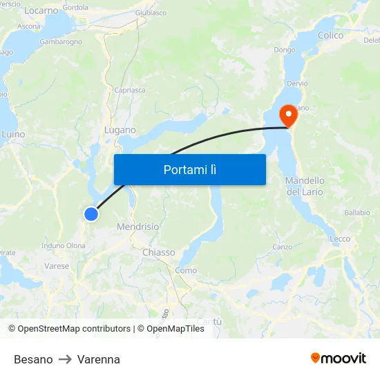 Besano to Varenna map
