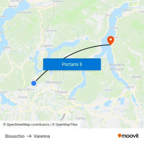 Bisuschio to Varenna map