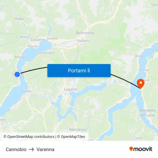 Cannobio to Varenna map