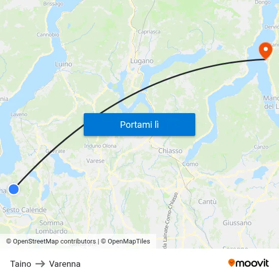 Taino to Varenna map