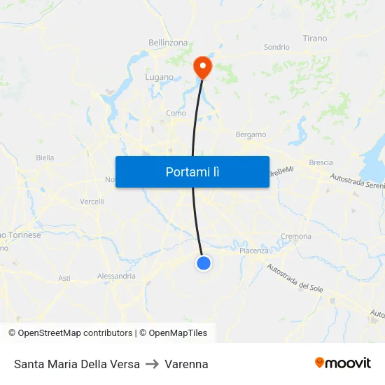Santa Maria Della Versa to Varenna map