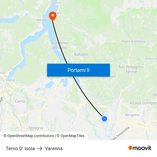 Terno D' Isola to Varenna map