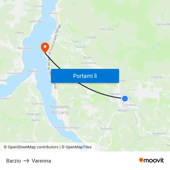 Barzio to Varenna map