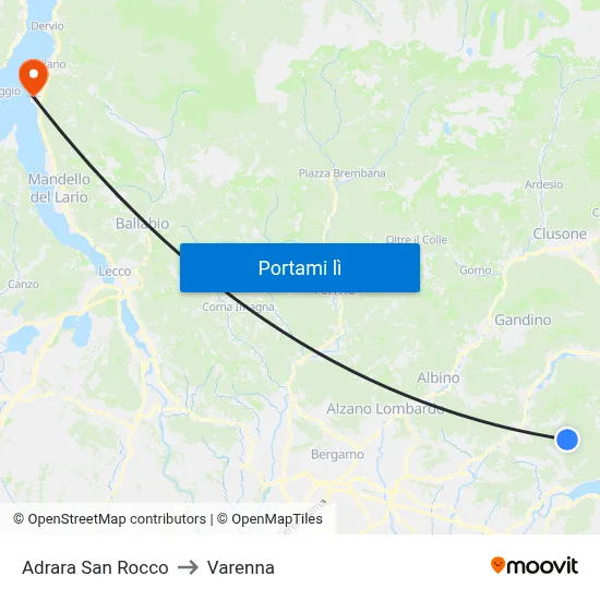 Adrara San Rocco to Varenna map