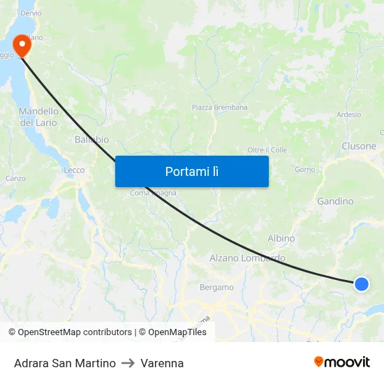 Adrara San Martino to Varenna map
