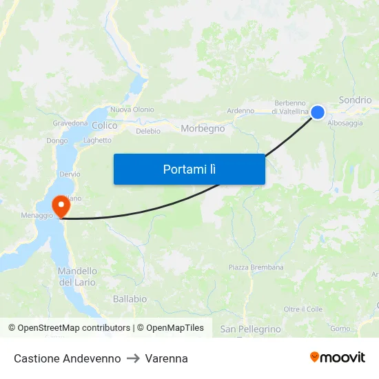 Castione Andevenno to Varenna map