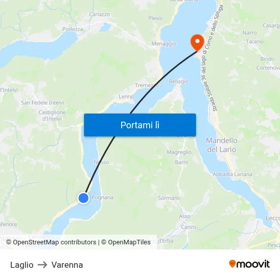 Laglio to Varenna map