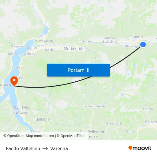 Faedo Valtellino to Varenna map