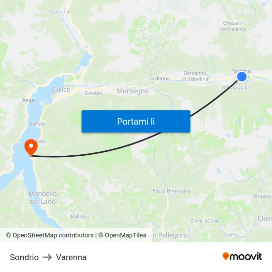 Sondrio to Varenna map