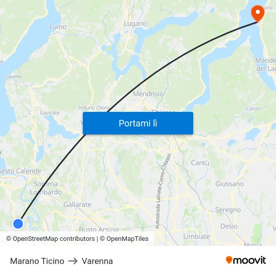 Marano Ticino to Varenna map