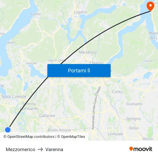 Mezzomerico to Varenna map
