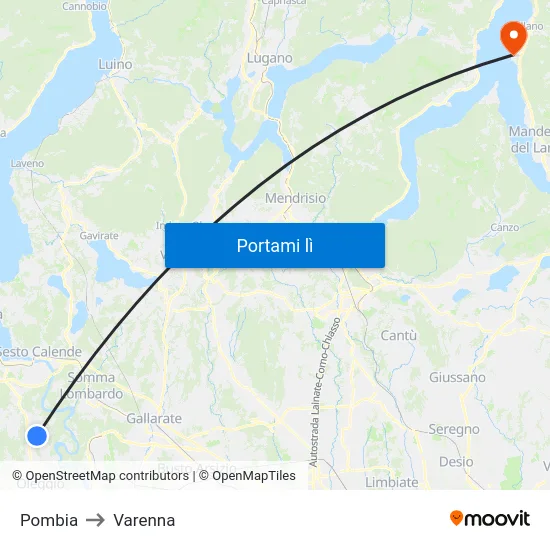 Pombia to Varenna map
