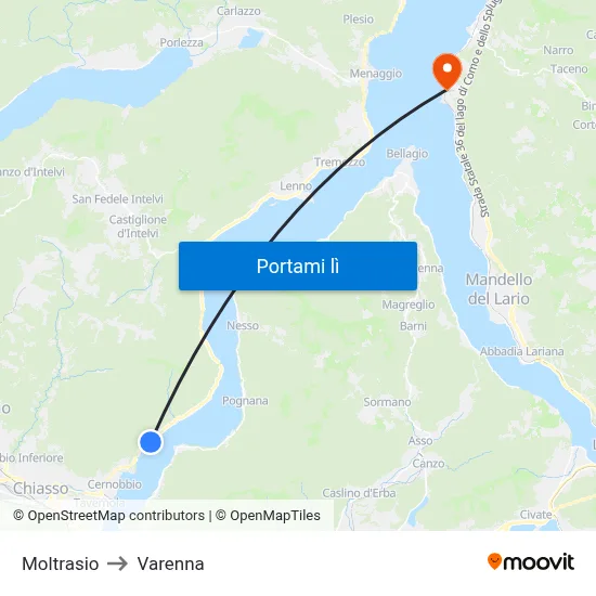 Moltrasio to Varenna map