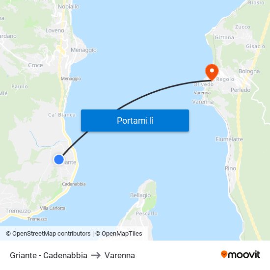 Griante - Cadenabbia to Varenna map