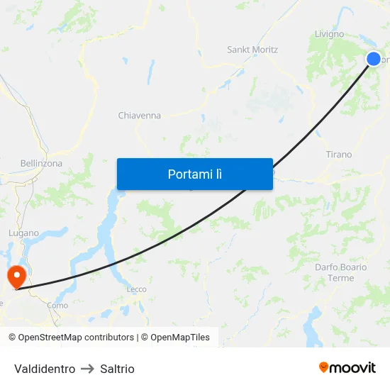 Valdidentro to Saltrio map