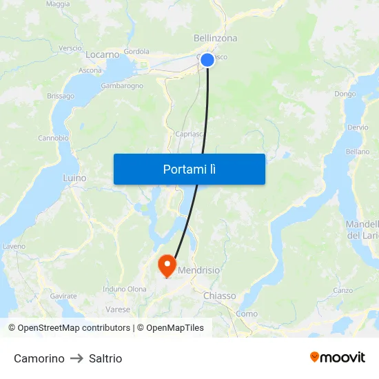 Camorino to Saltrio map