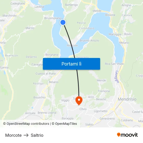 Morcote to Saltrio map