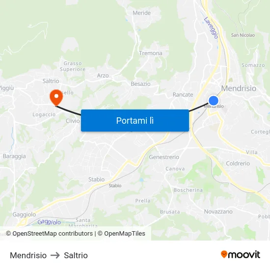 Mendrisio to Saltrio map