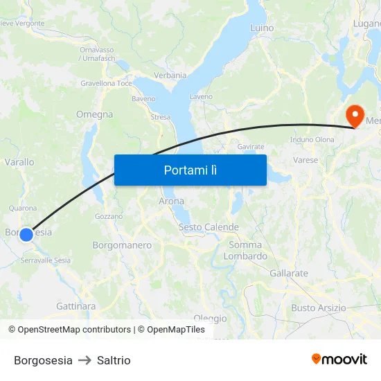 Borgosesia to Saltrio map