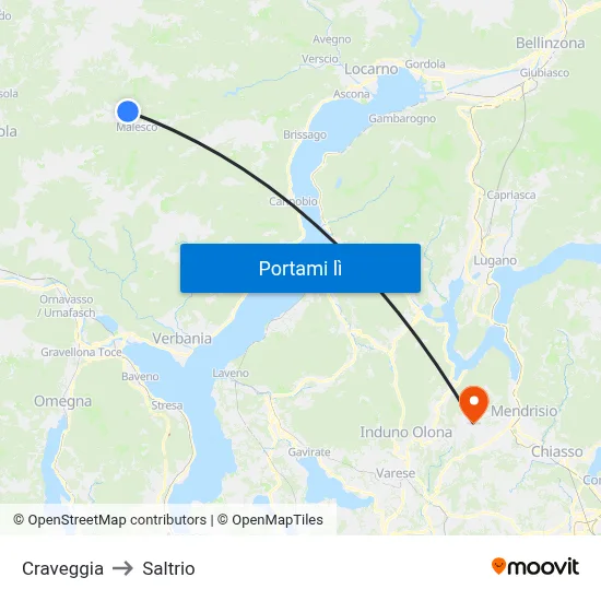 Craveggia to Saltrio map
