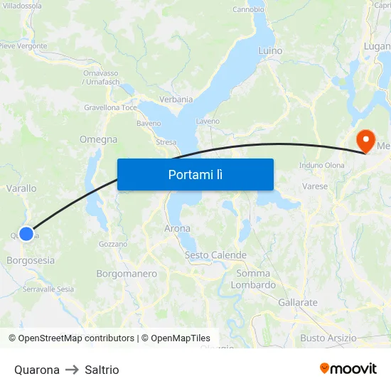 Quarona to Saltrio map