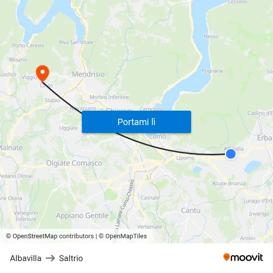 Albavilla to Saltrio map