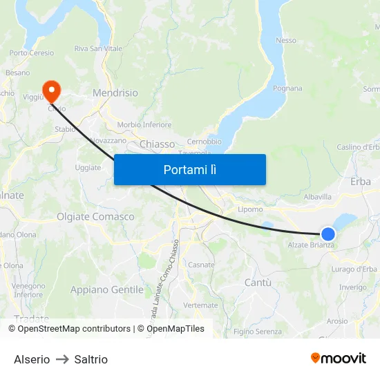 Alserio to Saltrio map