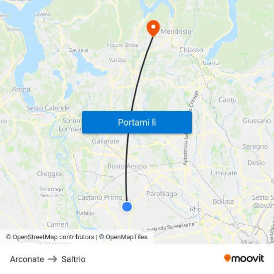 Arconate to Saltrio map