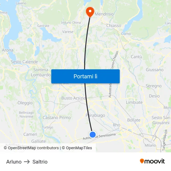 Arluno to Saltrio map