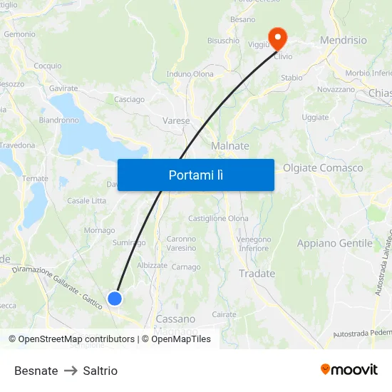 Besnate to Saltrio map