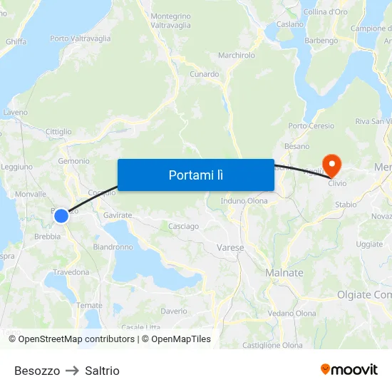 Besozzo to Saltrio map