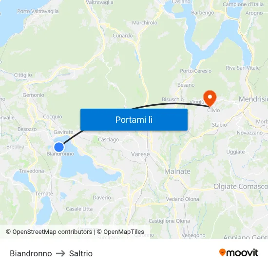 Biandronno to Saltrio map