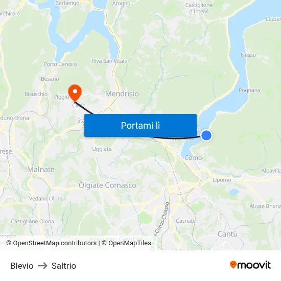 Blevio to Saltrio map