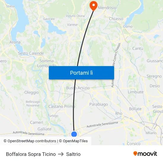 Boffalora Sopra Ticino to Saltrio map
