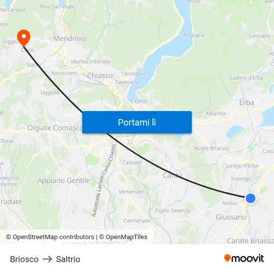Briosco to Saltrio map